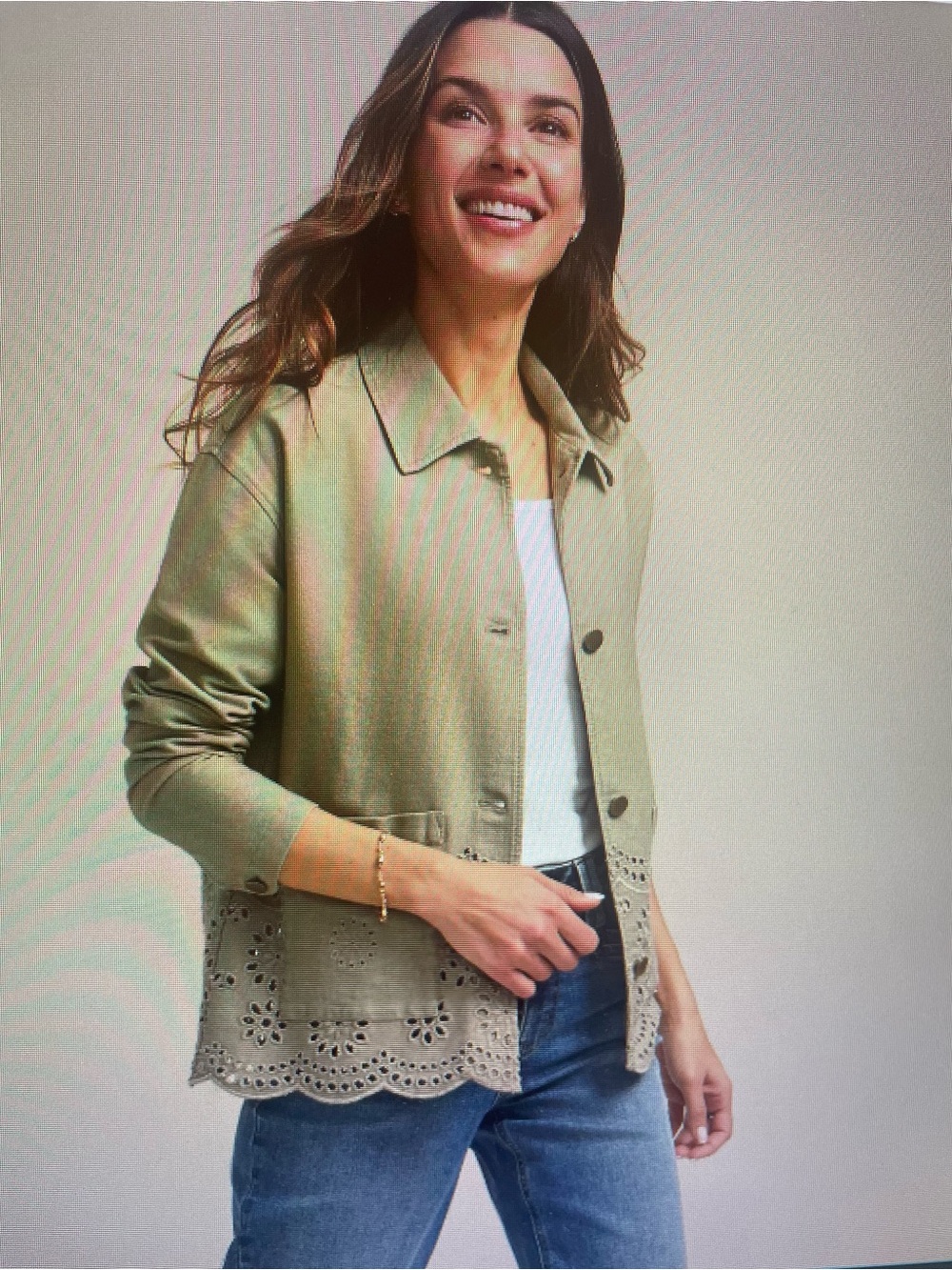Maurice’s Eyelet Hem Utility Jacket In Olive Small